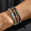 KunJoe-Bracelet en pierre naturelle multi-documents pour homme bracelet de poignet perlé réglable