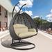 Bungalow Rose Samaira Wicker Hanging 2 person Egg Swing Chair Wicker/Rattan in Black | Wayfair 45968916196D4256976A8727451ED132