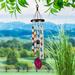 Arlmont & Co. 27" H Printed Hand Tuned Wind Chime, Butterfly Metal in Pink/White | 27 H x 5.12 W x 5.12 D in | Wayfair