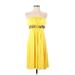 Paradise Casual Dress - A-Line Strapless Sleeveless: Yellow Solid Dresses - Women's Size Small