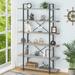 6 Tier Tall Bookshelf, Wood and Metal Vertical Display Book Shelf, Industrial 6 Shelf Bookcases and Book Shelves Storage Rack