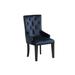 Varian Dark Navy Velvet Upholstered Side Chairs 1-pc, Solid Wood Frame Dining Chairs with Nailhead Trim & Pull Ring Back