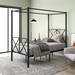 Twin Size X-Shaped Platform Metal Bed Frame with ornate European styling