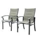 Metal Steel Chair with Textile Mesh Fabric Outdoor Dining Chairs in Grey Set of 2 - N/A