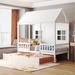 Twin Size Roof and Windows Design Wood House Bed With Twin Size Trundle, Wooden Daybed Can Provide Extra Sleeping Space,