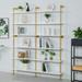 6-Tiers Modern Ladder Shelf Bookcase,Solid Wood Storage Shelf,Display Shelving, Wall Mounted Wood Shelves Bookshelf