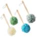 4 Pack Large Bath Puff Loofah Sponge With Long Handle Shower Loofah Bath Body Back Brush Spa Brush for Women and Men(4 Color) gticphyj