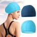 2-Pack Swim Cap Swimming Cap Man Women Pure Color PU Coating Comfortable and Not Tight Swimming Cap for Women Long Hair - Dark Blue+Blue