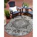 Rugs.com Jill Zarin Outdoor Collection Rug â€“ 7 10 x 10 Oval Charcoal Gray Flatweave Rug Perfect For Living Rooms Large Dining Rooms Open Floorplans