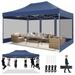 COBIZI Canopy Tent 10x15 Heavy Duty Pop Up Canopy Gazebo with Netting Screened Waterproof Ez up Canopy with Sidewalls Outdoor Instant Party Tent for Backyard Wedding Birthday BBQ Dark Blue