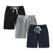 Xmarks 3 Pack Toddler Boys Casual Knit Shorts 2-5 T Little Boys Elastic Drawstring Waistband Summer Casual Short Pants Solid Color Pull-On Soft Shorts Loose Fit Athletic Football Shorts with Pockets