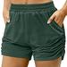 Munlar Elastic Waist Women s Shorts Green Athletic Workout Shorts Shorts Summer Yoag Golf Gym Shorts with Pockets