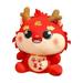 SDJMa 2024 Chinese New Year Decorations Year of The Dragon 2024 Spring Festival Decor Lunar New Year Dragon Stuffed Animal Plush Toy Soft Red Dragon 2024 Mascot Zodiac Toys 6 inches