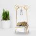 Simple Animal Shape Ceramic Plant Flower Pot Bracket Display Holder with Bulb Home Office DecorWhite+Gold