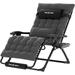 Poteban Oversized Zero Gravity Chair Set of 1 33In XL Lawn Chair with Cushion Support 500LB Dark Gray