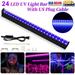 24 LEDs UV Light Bar Blacklight Fixtures Ultraviolet US Plug Strip DJ Party Club