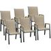 ELPOSUN Outdoor Patio Dining Chairs Set of 6 Stackable Aluminum Chairs with Armrest Durable Frame for Lawn Garden Backyard Khaki