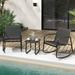 Amijoy 3 Piece Rocking Bistro Set Patio Furniture Set w/ 2 Rocking Chairs & Glass-Top Coffee Table