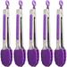 5-piece Kitchen Tongs Set 7-inch Silicone Tongs Heavy-duty Stainless Steel Silicone Small Tongs with Non-stick Silicone Head Suitable for Food Service Barbecue Salad Barbecue Etc. GTICPHYJ