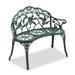 Royard Oaktree Outdoor Bench Antique Garden Bench with Cast Aluminum Frame for 2 People Metal Patio Bench with Curved Legs and Rose Pattern for Garden Porch Park Balcony (Antique Green)
