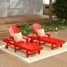 WestinTrends 3 Piece Adirondack Poly Reclining Chaise Lounge With Arms & Wheels Red