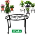 Iron Plotted Plant Stand Round Flower Pot Metal Holder Rack US 4PCS 2.6/3.5/5/6