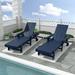 WestinTrends Shoreside Poly Reclining Chaise Lounge for Outdoor Patio Garden (Set of 2pcs) Navy Blue