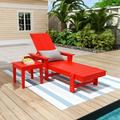 WestinTrends Shoreside Poly Reclining Chaise Lounge With Side Table for Outdoor Patio Garden Red