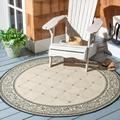 SAFAVIEH Courtyard Collection 5 3 Round Sand / Black CY1502 Indoor/ Outdoor--Waterproof Easy--Cleaning Patio Backyard Mudroom Area--Rug