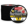 XFasten Wire Harness Tape 450ft 3/4 Inch x 90ft (5-Pack) Cloth Tape High Temp Fabric Tape | Cloth Electrical Tape | Felt Tape | Friction Tape Flat Wire Tape Automotive Wire Loom Tape Screen Wire Tape