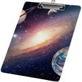 Clipboard Nursing Space Solar System Planet Galaxy Acrylic Clip Board with Low Profile Metal for A4 Paper Size Clip Hangable Office Work School