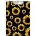 Coolnut Vintage Sunflower Floral Black Clipboards for Kids Student Women Men Letter Size Plastic Low Profile Clip 9 x 12.5 in