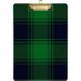 Coolnut Green Buffalo Check Plaid Clipboards for Kids Student Women Men Letter Size Plastic Low Profile Clip 9 x 12.5 in Golden Clip