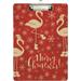 Coolnut Merry Christmas Flamingo Snowflakes Red Clipboards for Kids Student Women Men Letter Size Plastic Low Profile Clip 9 x 12.5 in Silver Clip