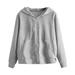 knqrhpse Crop Tops Womens Tops Solid Tops Hooded Casual Pocket Sweatshirt Long Zipper Sleeve Shirt Women Blouse Hoodies For Women Grey S