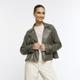 River Island Womens Khaki Faux Leather Crop Trench Coat