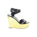 Enzo Angiolini Wedges: Black Print Shoes - Women's Size 8 1/2 - Open Toe
