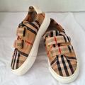 Burberry Shoes | Burberry Markham Check Low Top Sneakers Size 27 /9.5 Toddler | Color: Brown/Red | Size: 9.5 / 27 Toddler