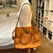 Michael Kors Bags | Michael Kors | Hamilton Ostrich Skin Leather Tote Shoulder Bag Purse Tan Orange | Color: Orange/Tan | Size: Os
