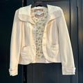 Free People Jackets & Coats | Free People | Vintage Y2k Knit Jacket Lace Detail Mixed Media Size 2 | Color: Cream/White | Size: 2
