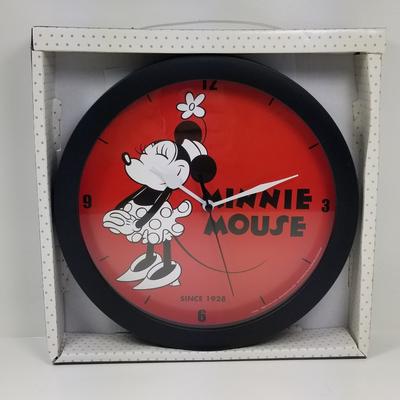 Disney Wall Decor | Disney Minnie Mouse Wall Clock Office Home Wall Decor 9.5 Inches | Color: Black/Red | Size: Os