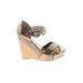 Diba Wedges: Gold Snake Print Shoes - Women's Size 6