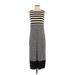 Ann Taylor LOFT Casual Dress - Midi Crew Neck Sleeveless: Black Stripes Dresses - Women's Size X-Small