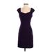 Adrianna Papell Cocktail Dress - Sheath V Neck Short sleeves: Purple Print Dresses - Women's Size 2