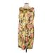 Anne Klein Casual Dress - Shift Scoop Neck Sleeveless: Tan Floral Dresses - Women's Size 14