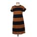 H&M Casual Dress - Mini Crew Neck Short sleeves: Brown Color Block Dresses - Women's Size X-Small