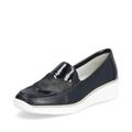 Rieker 53785 Doris Wedge Heel Leather Slip on Shoes (Navy, UK Footwear Size System, Adult, Women, Numeric, Medium, 8)