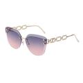 HCHES Rimless Cat Eye Sunglasses Women Cateye Sun Glasses For Female Metal Chain Sunglass UV400,C4 Gray Pink,One size