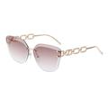 HCHES Rimless Cat Eye Sunglasses Women Cateye Sun Glasses For Female Metal Chain Sunglass UV400,C3 Light Brown,One size