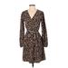 Kaileigh Casual Dress - A-Line V-Neck Long sleeves: Brown Dresses - Women's Size X-Small